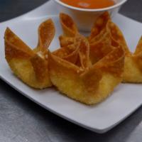 Crab Rangoons (4 pc) · Wonton wrapper, cream cheese, celery, green onions, imitation crab; sweet and sour sauce.