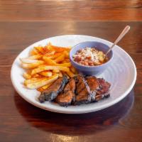 Chipotle BBQ Tri Tip · Thick sliced, flame-broiled tri-tip with chipotle BBQ glaze. Served with fries and house cha...