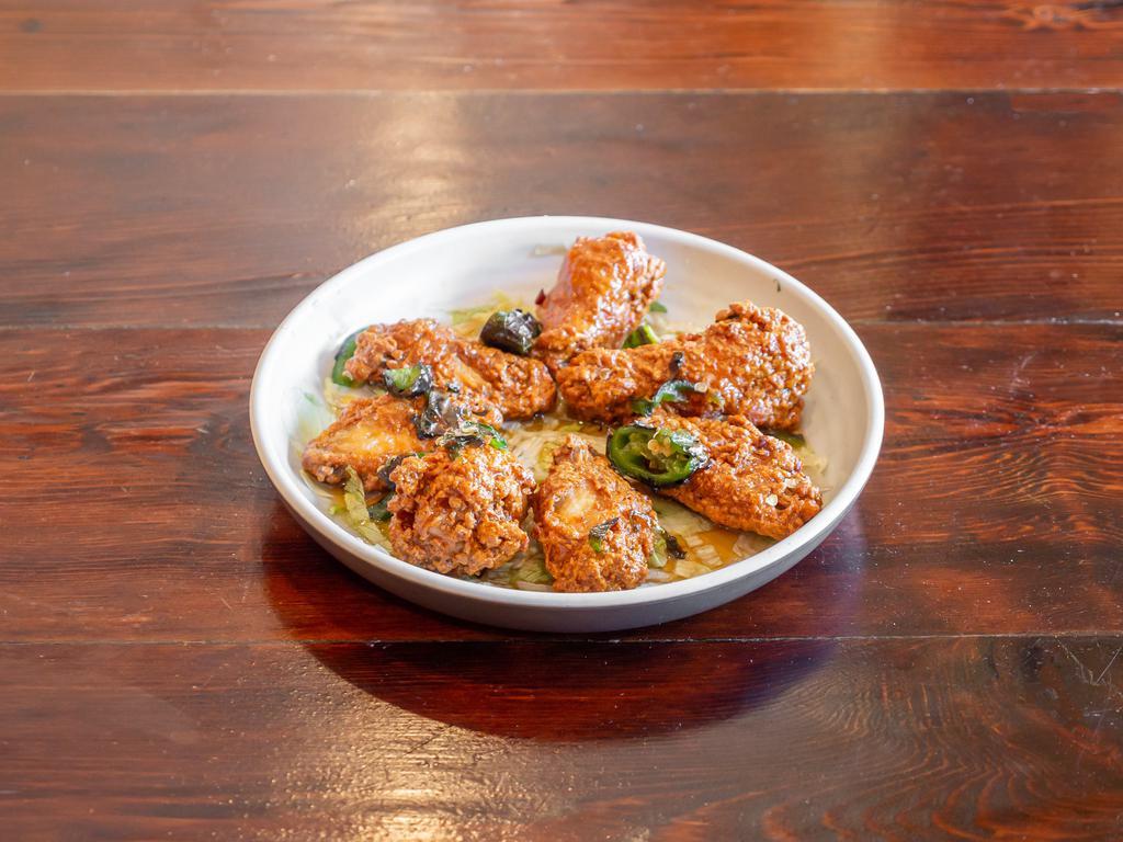 Sweet Heat Wings · Jumbo chicken wings tossed with our roasted jalapeno-agave glaze.