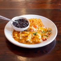 A La Mexicana · Chicken sauteed in a blend of fresh garlic, jalapenos, onions and tomatoes, topped with melt...