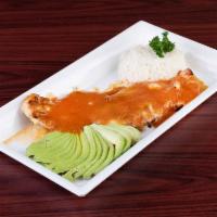 Pechuga Chipotle · Grilled chicken breast topped with chihuahua cheese and chipotle sauce, served with white ri...