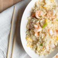 shrimp fried rice · shrimp fried rice with egg and green onions.