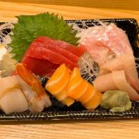 Sashimi Set · 12 pieces of premium sashimi with Japanese rice and Miso soup