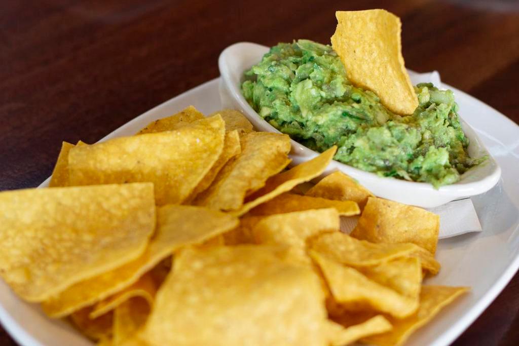 Housemade Guacamole · Served with tortilla chips.
