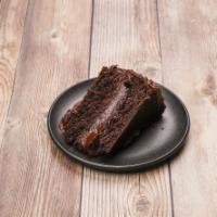 Chocolate Temptation Cake · 2 layers of dark chocolate cake with chocolate pudding in each layer with dark chocolate cre...