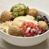 Baked Falafel and Hummus Grain Bowl · 