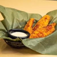 Chicken Tenders · Premium chicken tenders, battered and fried to a delicious golden hue and served with your c...