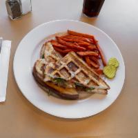 Spinach Pie Waffle Grilled Cheese · A new newport creamery favorite.. Waffled! Sauteed spinach, roasted red peppers, grilled oni...