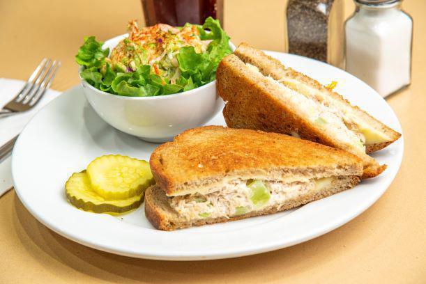 Grilled Cheese with Tuna Salad · A classic grilled cheese with American Cheese, Creamy Tuna Salad, and White Bread; grilled to perfection. 
