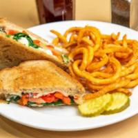 Spinach Pie Grilled Cheese · Out take on the Rhode island staple.. Sautéed spinach, grilled onion, roasted red peppers, f...