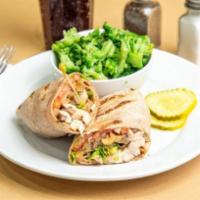 Grilled Balsamic Chicken Wrap · Juicy grilled chicken with grilled onion, sauteed mushrooms, crisp lettuce, chopped tomato, ...