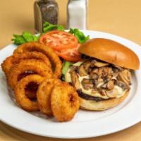 Big Beef Mushroom and Cheeseburger · Sautéed mushrooms on our delicious big beef burger with melted cheese. Served with crisp let...