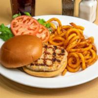 Big Turkey Burger · A delicious 1/3 lb., juicy all white meat turkey burger served with mayo, crisp lettuce and ...