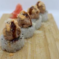 Torched Crunch Spicy Tuna-4pcs · california roll topped with torched spicy tuna, crunch, spicy mayo and eel sauce
