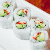 Boston Roll · Steamed shrimp, avocado, cucumber, flying fish roe.