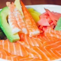 Sake Donburi · Top-quality salmon sashimi on top of 