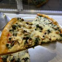 Spinach and Mushroom Pizza Slice · 