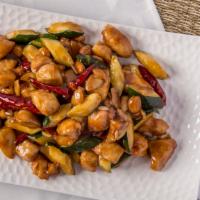 10. Kung Pao Chicken · Peanuts, zucchini and hot chilies. Served with choice of rice. Hot and spicy.