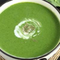 Spinach Soup · Fresh spinach, onions and garlic in a mild base.