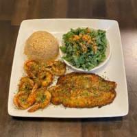 1 Piece Blackened Fish and 6 Piece Shrimp · Serve with Kale Salad 
Choice of French Fries or Fried Rice