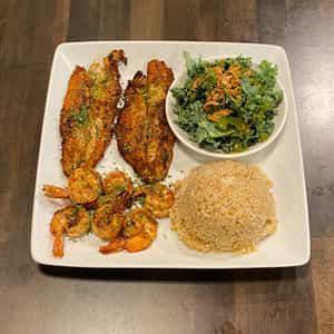 2 Piece Blackened Fish · Serve with Kale Salad.                                               Choice catfish or tilapia.
Choice of French Fries or Fried Rice