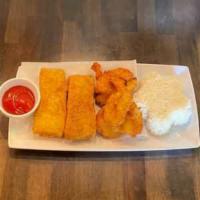 1  Fried Codfish and 6 Piece Shrimp  · Serve with French Fries or Fried Rice