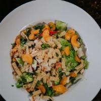 Chinese Chicken Salad · Char-broiled chicken, iceberg lettuce, bell peppers, cilantro, green onions, mandarin orange...