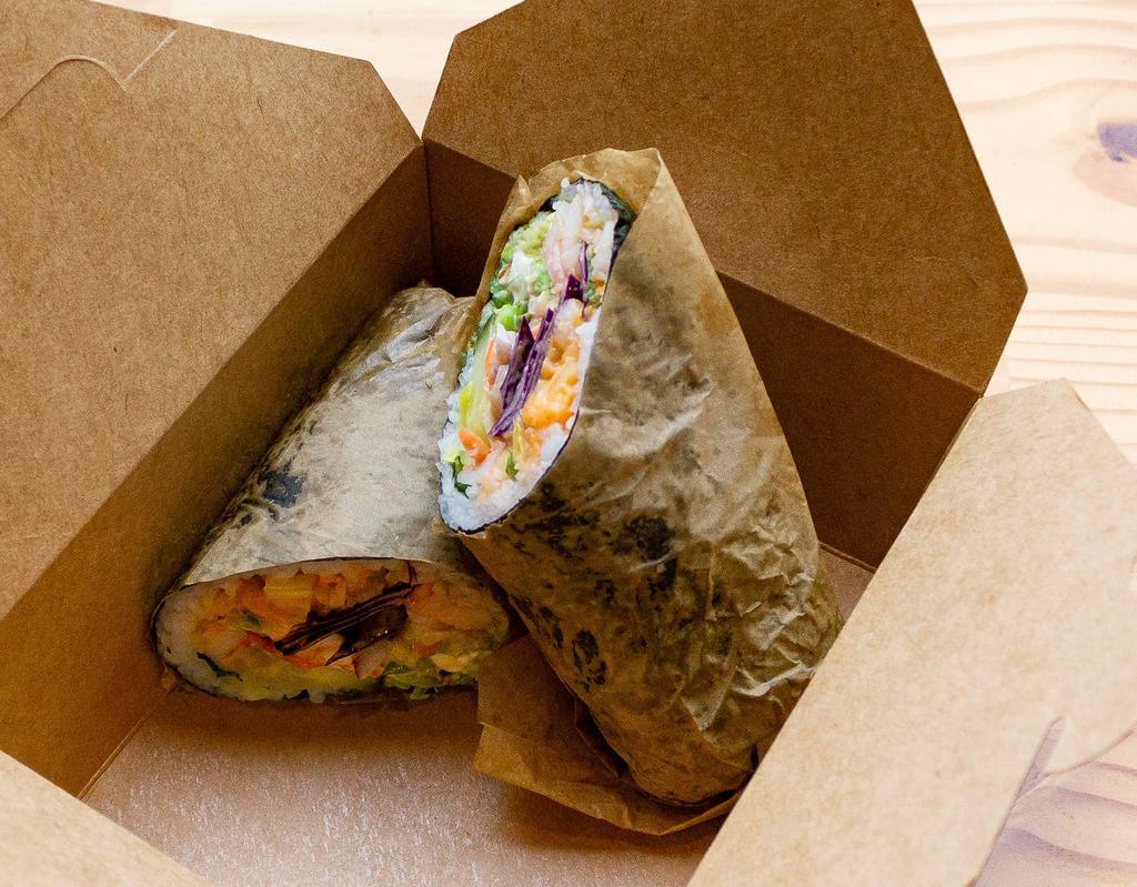 2 Proteins Sushi Burrito · Sauce comes on side