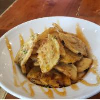 Eggplant Chips · sea salt and spicy acacia honey