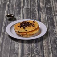Chocolate Chip Pancakes · 5 buttermilk pancakes filled with chocolate chip.