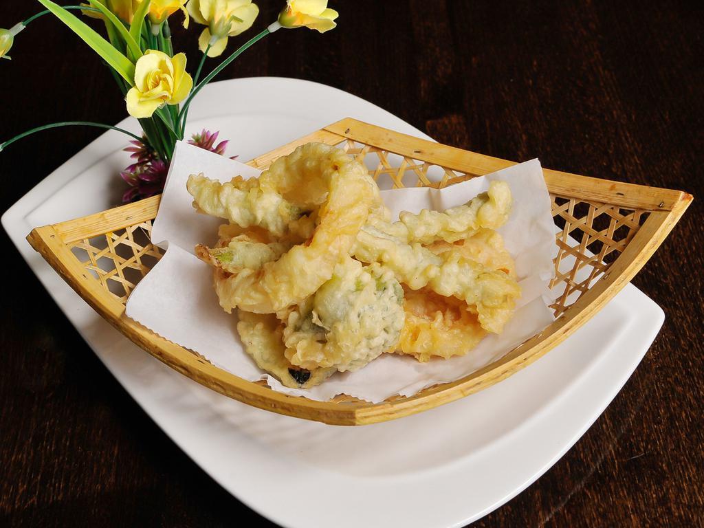 Tempura Appetizer · Deep fried with light tempura batter, served with tempura sauce.