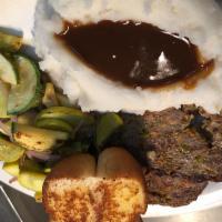 Meatloaf Plate · Served with a salad and choice of side


sides include   veggies   fries mashed potatoes ric...
