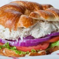 El Pollo Chicken Salad Sandwich · All white meat, skinless, grilled and diced chicken breast salad served with diced celery, c...