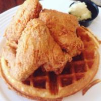 Wings and Waffle · 3 wings and 2 eggs cooked your way. No sides.
