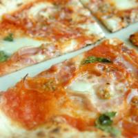 Pancetta and Garlic Pizza · Traditional Margherita di Bufala with Italian bacon and light garlic. Jeff's Favorite!