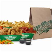 75pc Pack · 75 boneless or classic (bone-in) wings with up to 5 flavors, 3 large fries, 3 veggie sticks ...