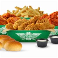 24pc Crispy Tender Pack · 24 crispy tenders with up to 4 flavors, 2 large fries, 4 dips and 6 rolls. (Feeds 6-8)