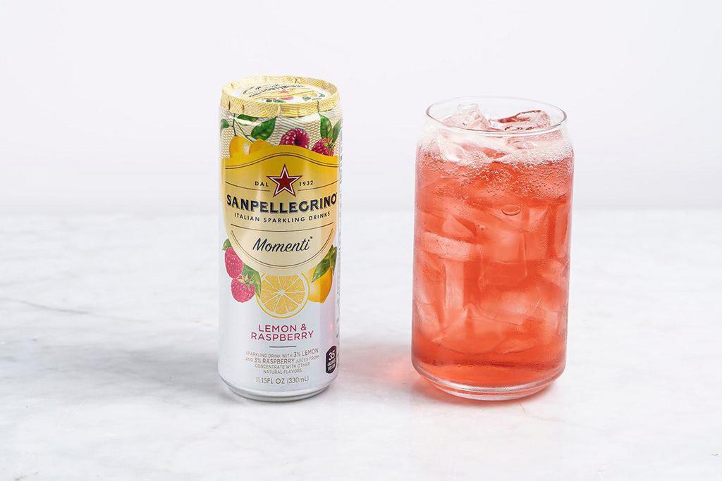 San Pellegrino Momenti Lemon & Raspberry 330ml · Characterized by the wonderful blend of real juice (6%) from carefully selected lemons and raspberries that add a light fruity touch to fine, carbonated water.