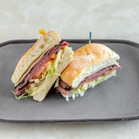 Pastrami ＆ Swiss · Thinly sliced Pastrami with Aged Swiss Cheese, Served on a Toasted Bun, with Lettuce, Tomato...