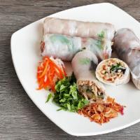 Banh Uot Cuon Bi · Rice crepe rolls filled with shredded pork, fresh cilantro, fried onions and our famous dipp...