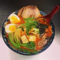 Spicy Miso Ramen Soup · Choice of chicken, pork, or seafood and mixed vegetables.