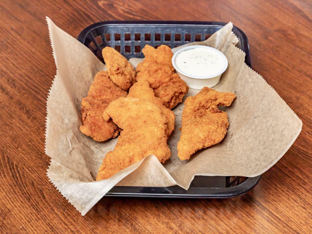 Chicken Tenders · Fried chicken tenders served with your choice of sauce. Five pieces