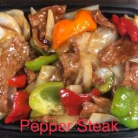 91. Pepper Steak with Onion · Stir fried steak with vegetables and a savory sauce.