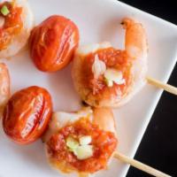 Shrimp Balado Sate · 2 skewers of grill shrimp topped with our homemade balado sauce