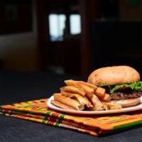 Sankofa Veggie Burger · Plant based patty on 100% whole wheat bun with house vegan mayo, mustard, green leaf lettuce...