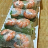 Shrimp Spring Rolls (2) · Poached shrimp.