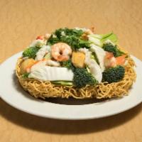 Seafood Combo Stir Fried Noodles · Choice of soft or crispy egg noodles or pan fried rice noodles.