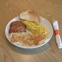 Big Bite Breakfast Combo · 2 eggs, choice of bacon, sausage or ham, choice of side and toast.