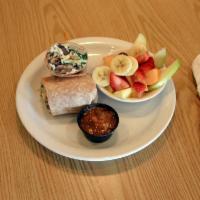 Protein Wrap · Protein wrap egg whites, chicken sausage, fresh spinach, mushrooms and Swiss Cheese in a who...