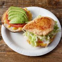 Chicken Griller Sandwich · Grilled chicken, lettuce, tomato, avocado and honey mustard.